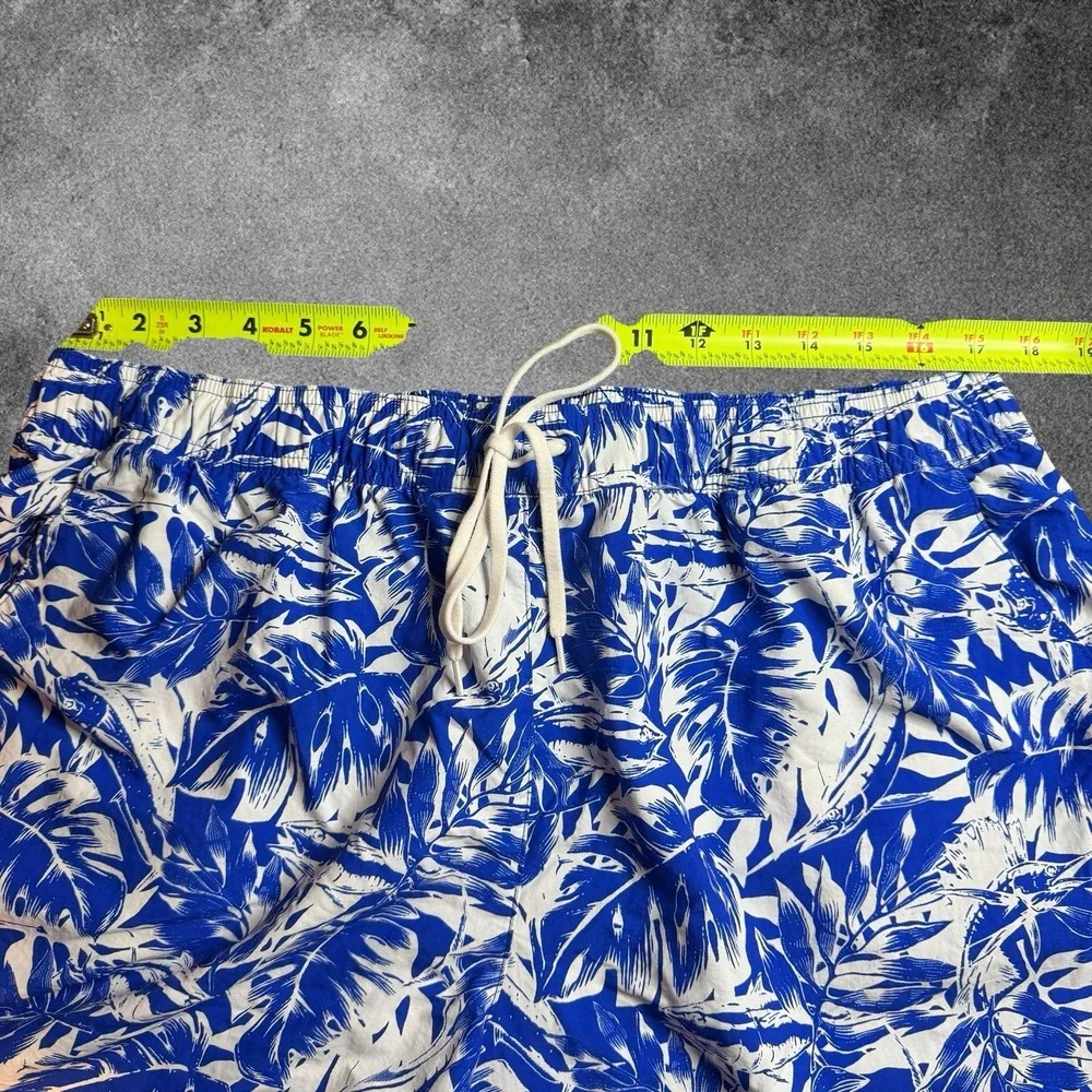 Columbia PFG Swim Trunks Mens XL Blue White Tropical Leaf Print Beach Shorts NWT